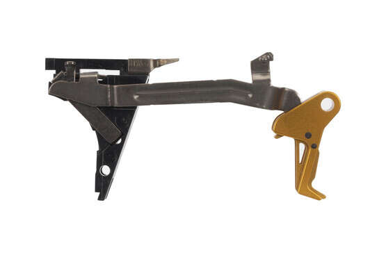 CMC Triggers Drop-In Glock G36 .45 ACP trigger features a flat bow for enhanced feel and an eye-catching gold trigger.